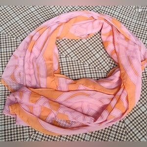 Echo Pink and Orange Celtic Knot Geo Scarf | Sheer | Long Rectangle